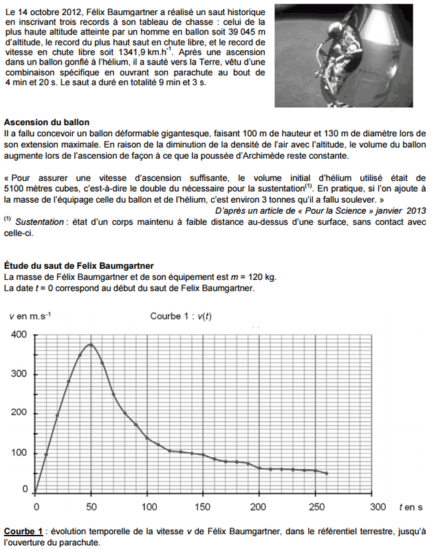 Sujets du Bac S 2015 de Physique Chimie (sp et non sp) : image 1