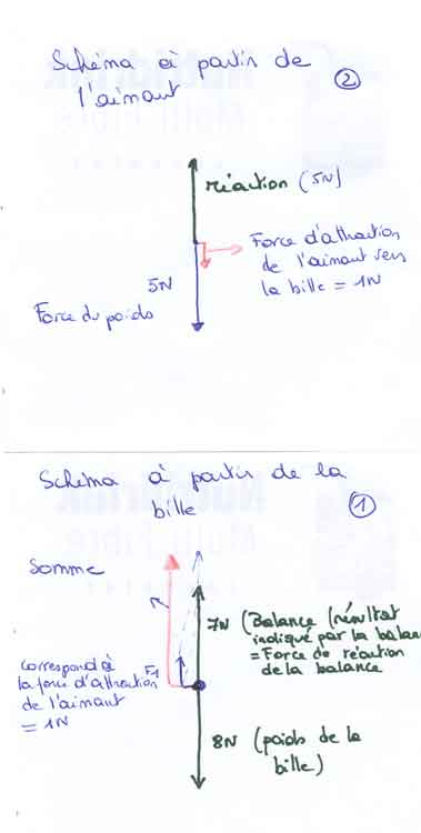 Physique - lois de newtons - aimant et bille d\'acier