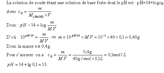 calcul de la masse