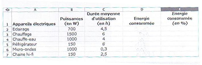 Questionnaire sur l\'nergie lectrique