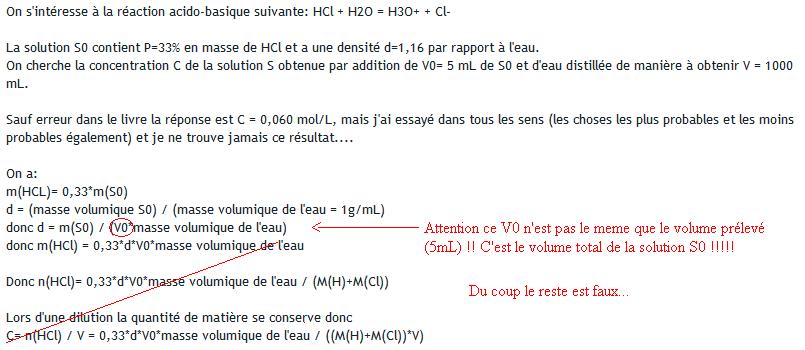 Acide-base : recherche de la concentration d\'une solution f