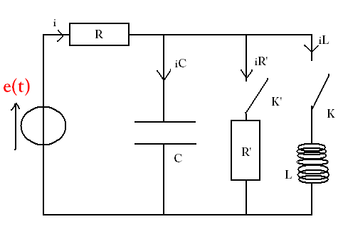 Dterminer intensits et tensions circuit RLC pour t<0 et t