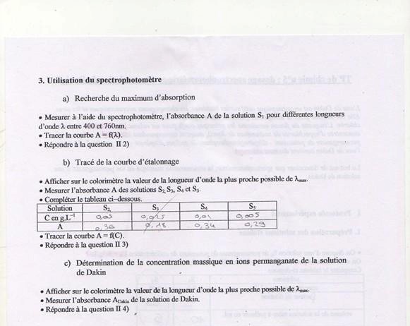 Dosage spectrophotomtrique d\'une solution de Dakin