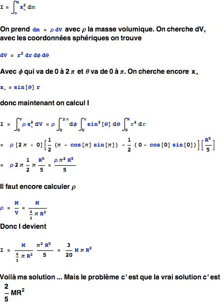 Calcul d\'inertie d\'une sphre - Cherchez l\'erreur