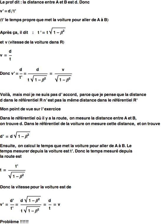 Relativit restreinte, petit soucis de comprhension