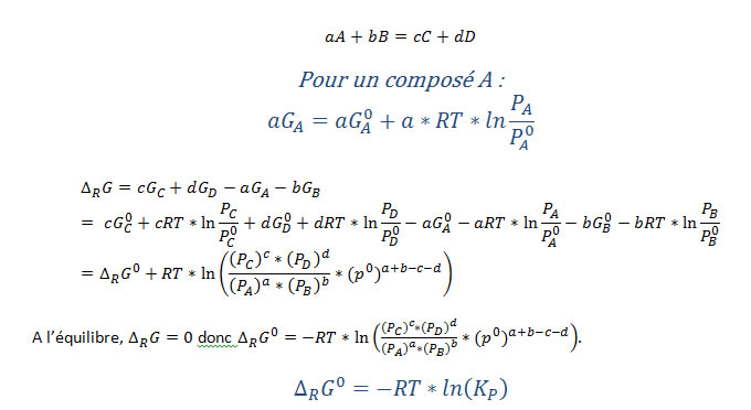 [Thermochimie] Enthalpie libre standard ?