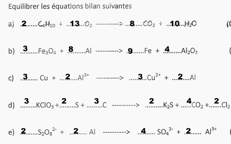 Equations bilan.