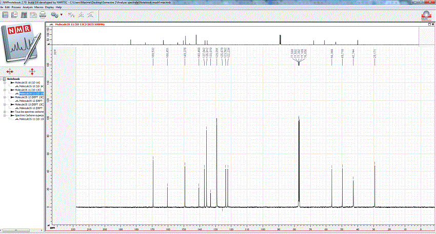 Analyse de spectres (IR, RMN, de masse) d\'une molcule  tr