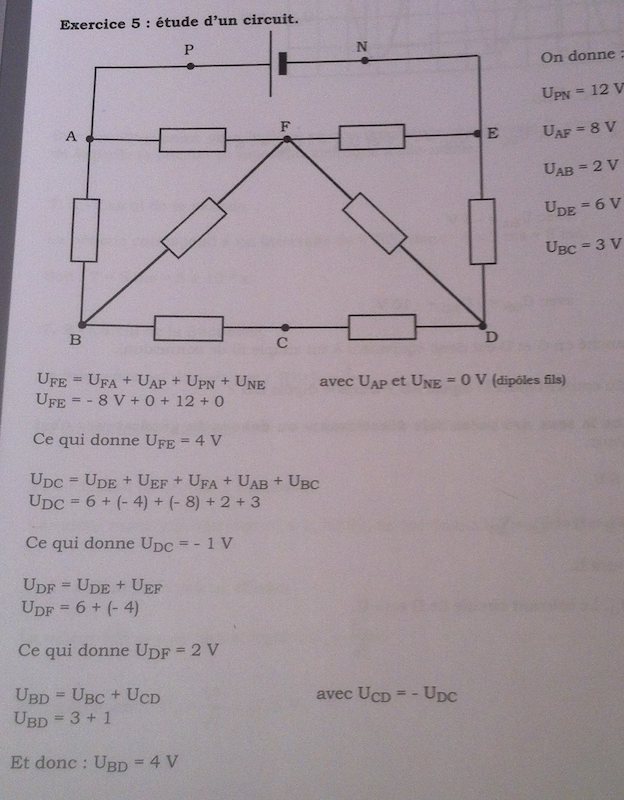 Calcul de tensions dans un circuit lectrique