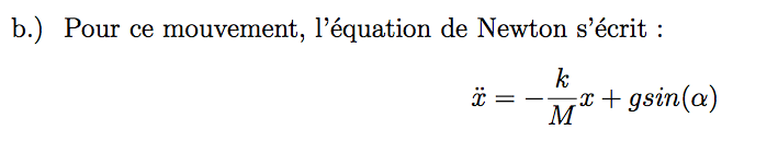exercice oscillations et equation du mouvement