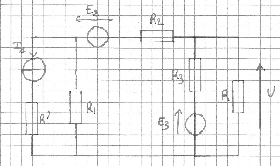 Calcul d\'une tension dans un circuit (avec le thorme Thevenin)