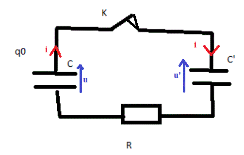 Decharge d\'un condensateur dans un autre