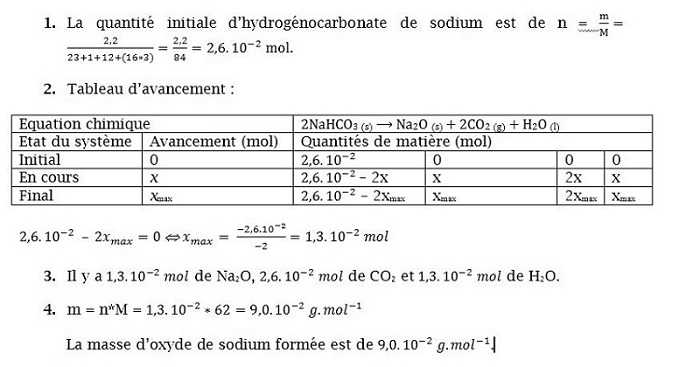 Dcomposition d\'un solide par chauffage