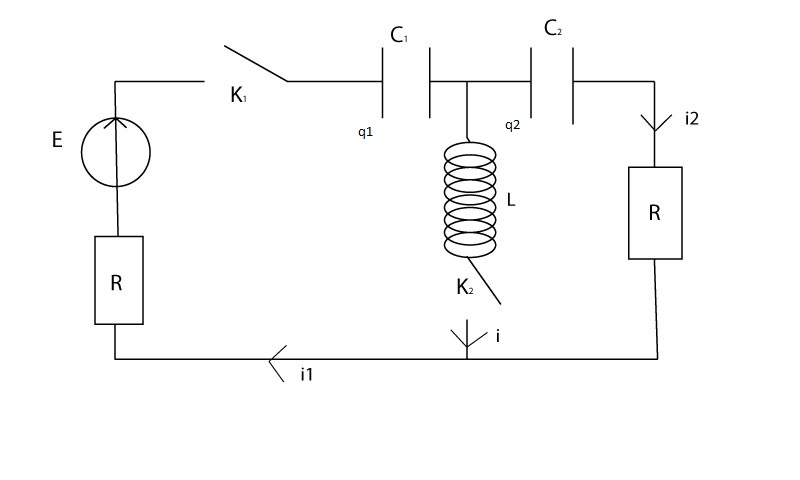 Etude d\'un circuit avec deux condensateurs identiques