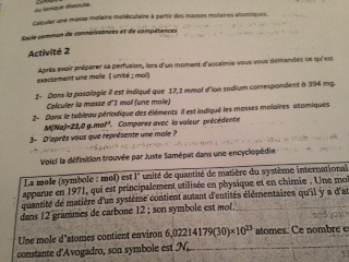 masse molaire etc.