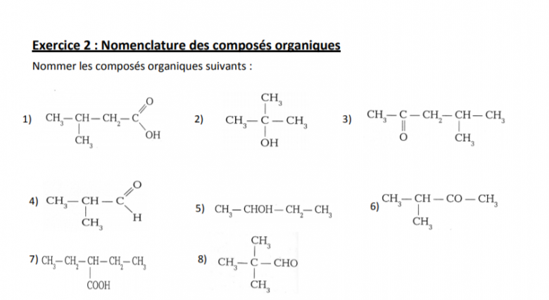 DM : Nomenclatures composs organiques