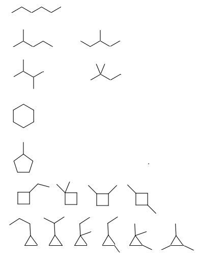 Alcanes isomres en 6 atomes de carbonne