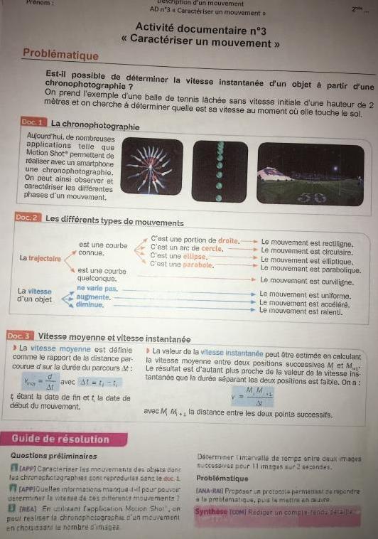 Caractriser un mouvement 