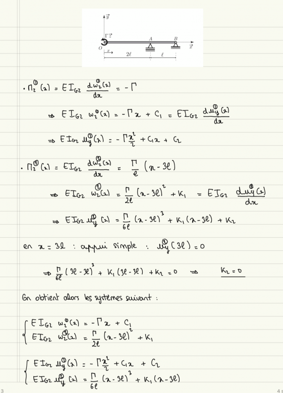 RDM - rotation w et dplacement vertical u 