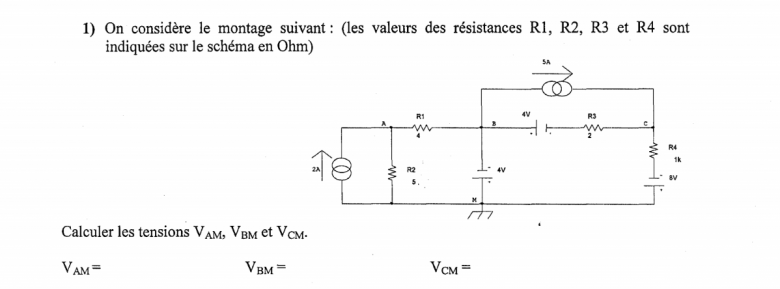 Calcul de potentiel entre deux points