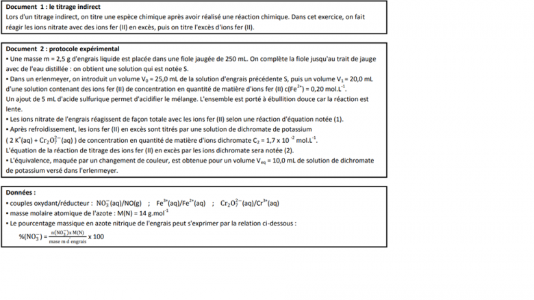 Exercice oxydo engrais 