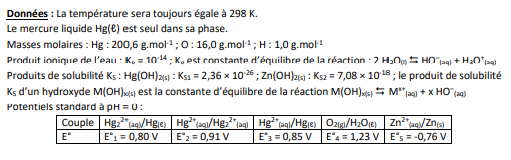 Oxydoreduction: la pile au mercure