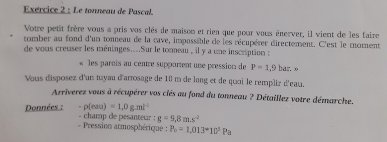 Le tonneau de Pascal