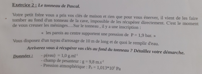Le tonneau de Pascal