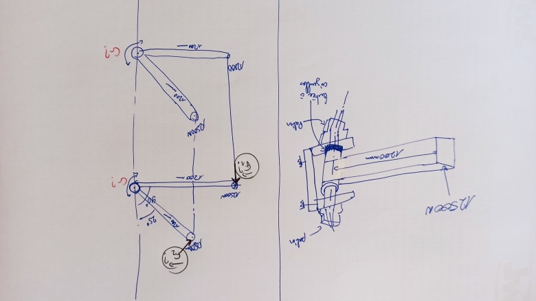 Calcul mise en mouvement de 2 bras sur pivot