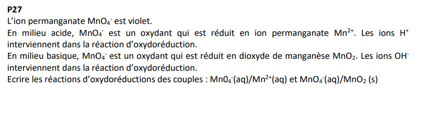  Reaction D\'oxydorduction 