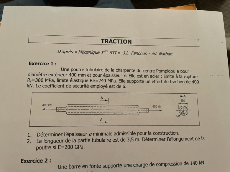 Rsistance des matriaux (traction)