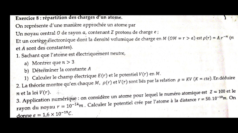 Rpartition des charges d\'un atome