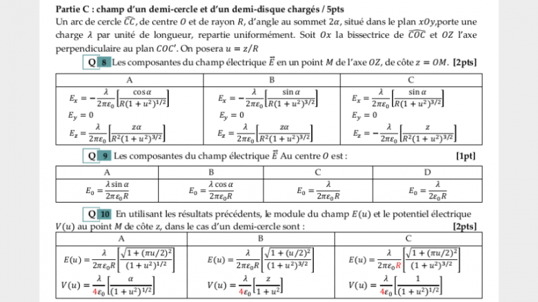 Champ cre par un arc de cercle uniformement charg