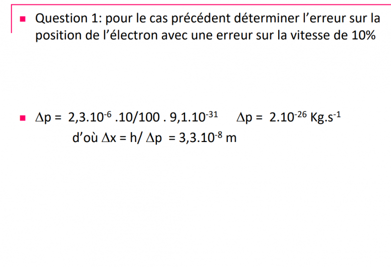 Atomistique calcul erreur vitesse