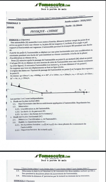 Mouvement du centre d\'inertie