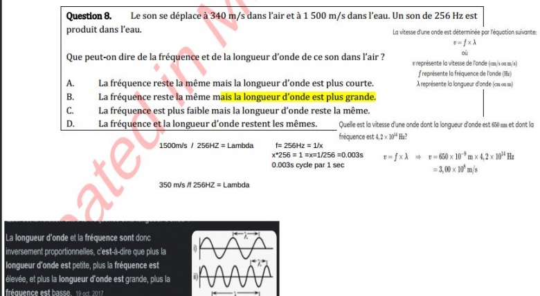 onde vitesse = frquence * Lambda amplitude onde ?
