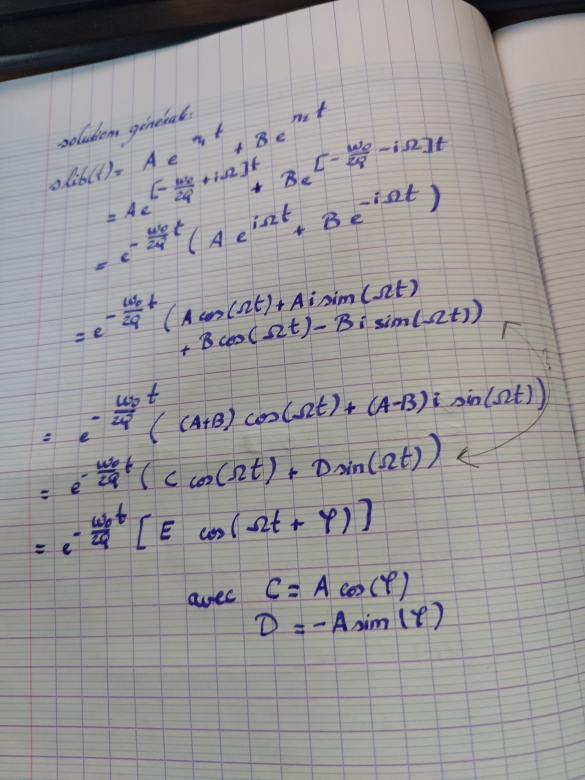 Solution oscillateur en rgime pseudo priodique