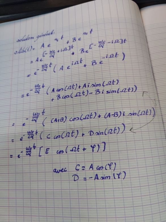 Solution oscillateur en rgime pseudo priodique