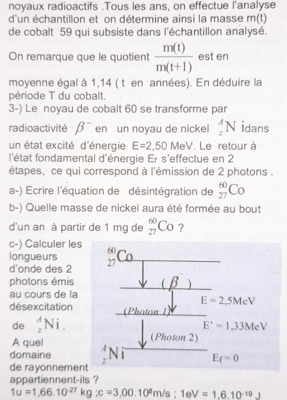 Dsintgration du cobalt 60