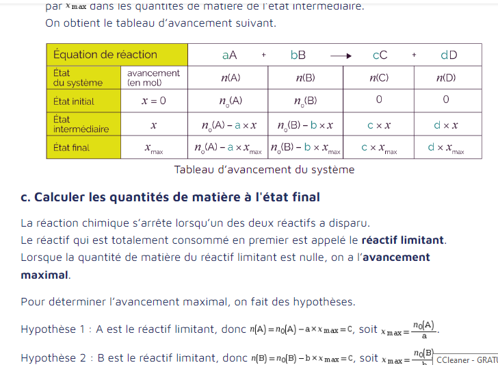 rendement raction raisonnement ?