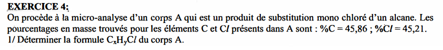 Formule brute de compos mono chlore de substitution