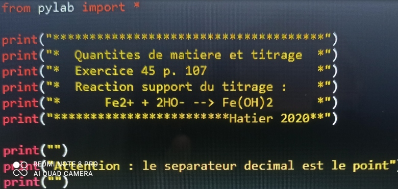 Dosage par titrage. Python