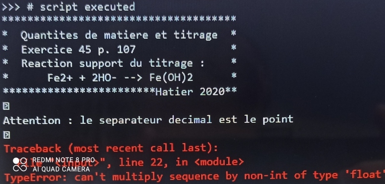 Dosage par titrage. Python