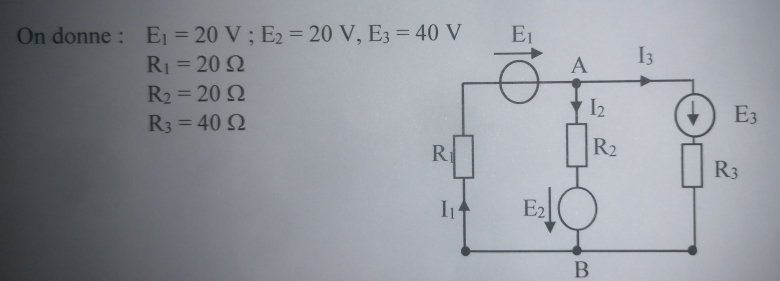 Calcul de Uab et I2 avec Millman 
