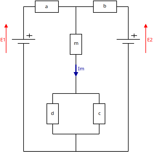 circuit en pseudo Wheatstone avec 3 sources de tension