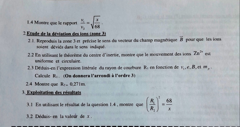 Mouvement d\'une particule charge dans un champ magntique. 