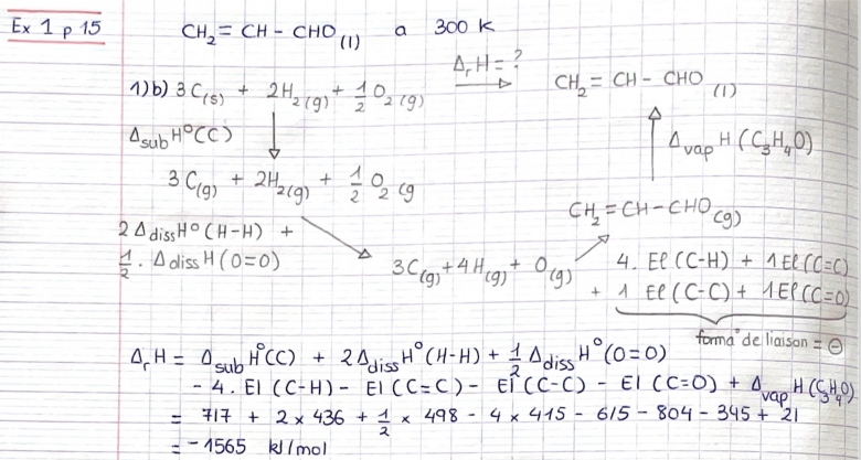 Calcul enthalpie de C3H4O l