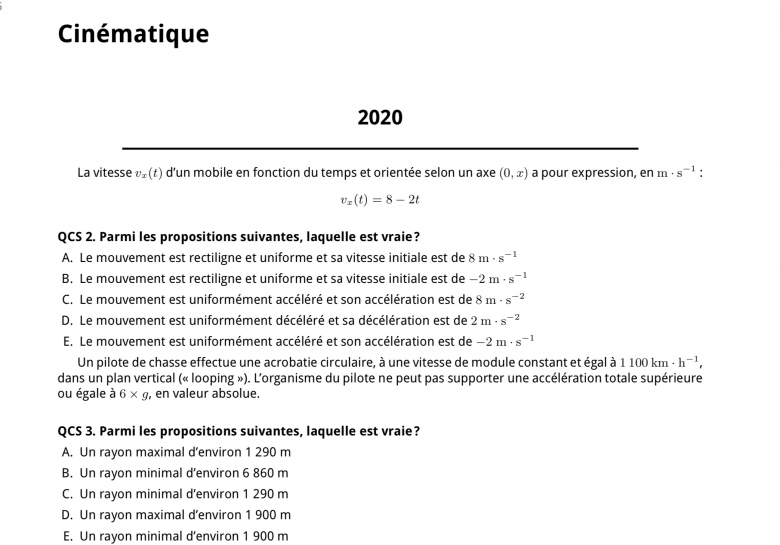 Acclration ressentie par le pilote 