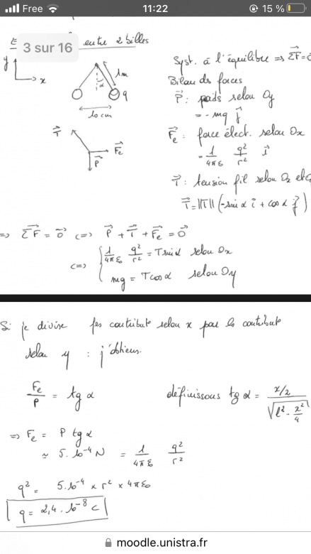 lectrostatique, projection de vecteurs