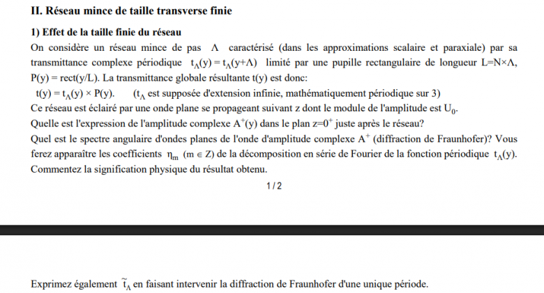 Rseaux de diffraction de taille finie